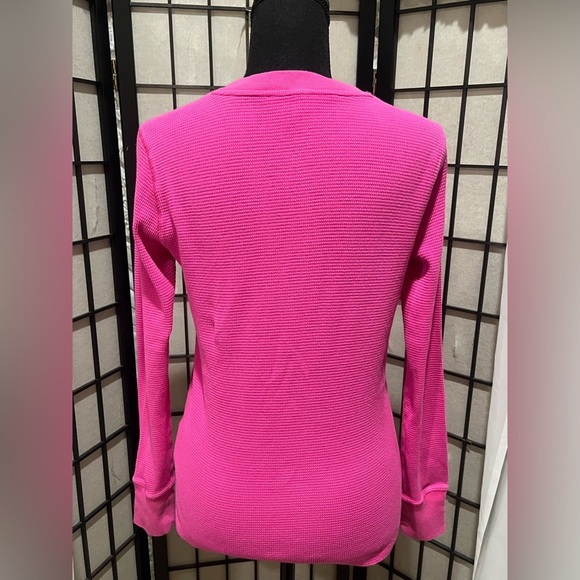 J CREW WOMEN WAFFLE KNIT HENLEY PINK LONG SLEEVE TOP, SIZE S - Picture 7 of 9